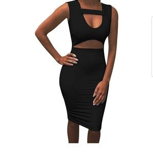 Black Sexy Cut out Midi Bodycon dress size L